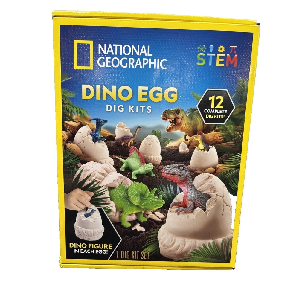 National Geographic Dino Eggs Rare 12 Complete, open box contents sealed